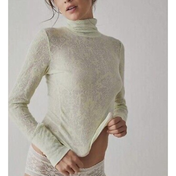 NWT Intimately Free People You And I Long Sleeve Mockneck‎ Thermal Lime Green S - Picture 1 of 14